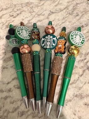 Starbucks Lovers Themed Silicone Bead Pens Set of 6